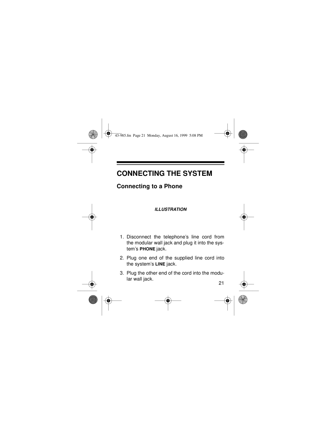 Radio Shack 200 owner manual Connecting the System, Connecting to a Phone 