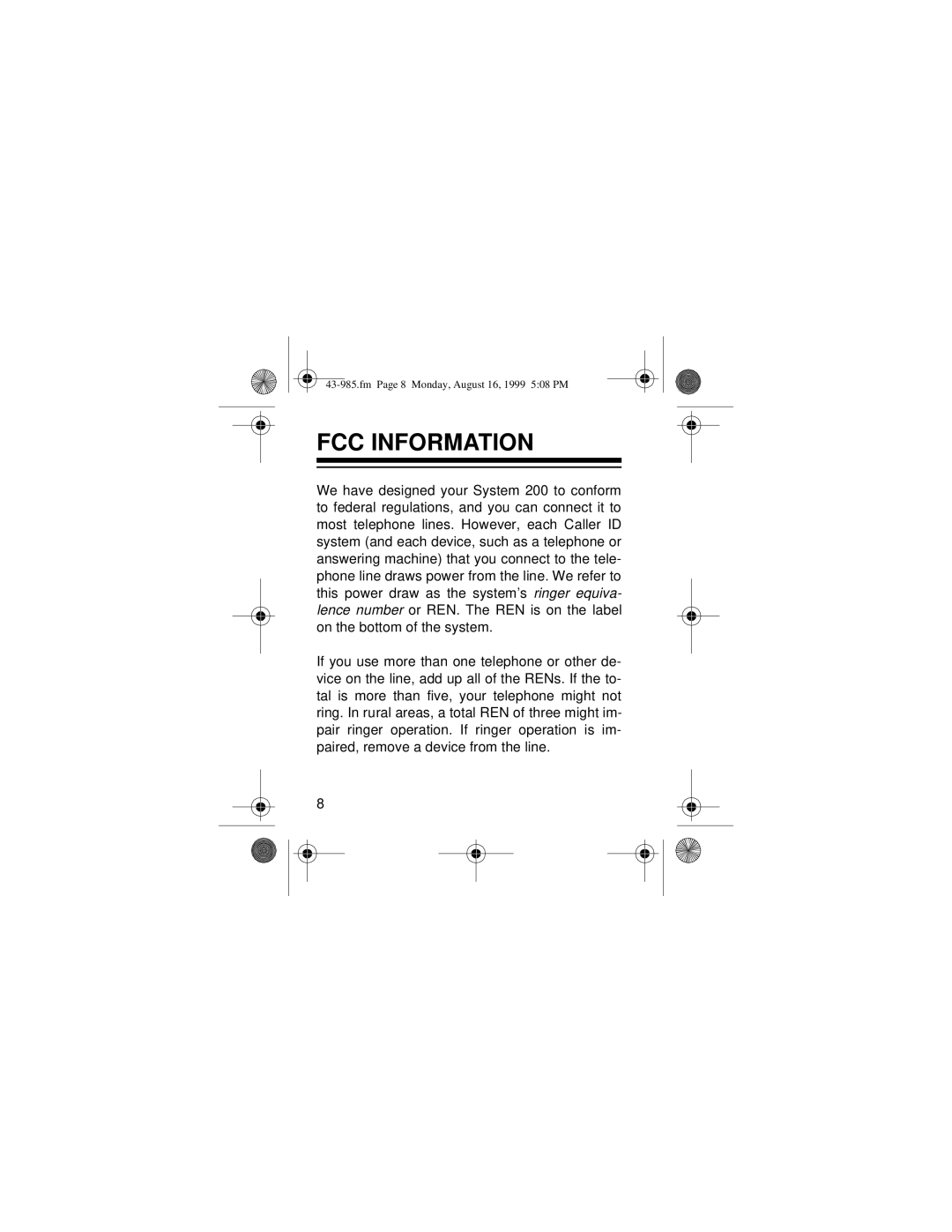 Radio Shack 200 owner manual FCC Information 