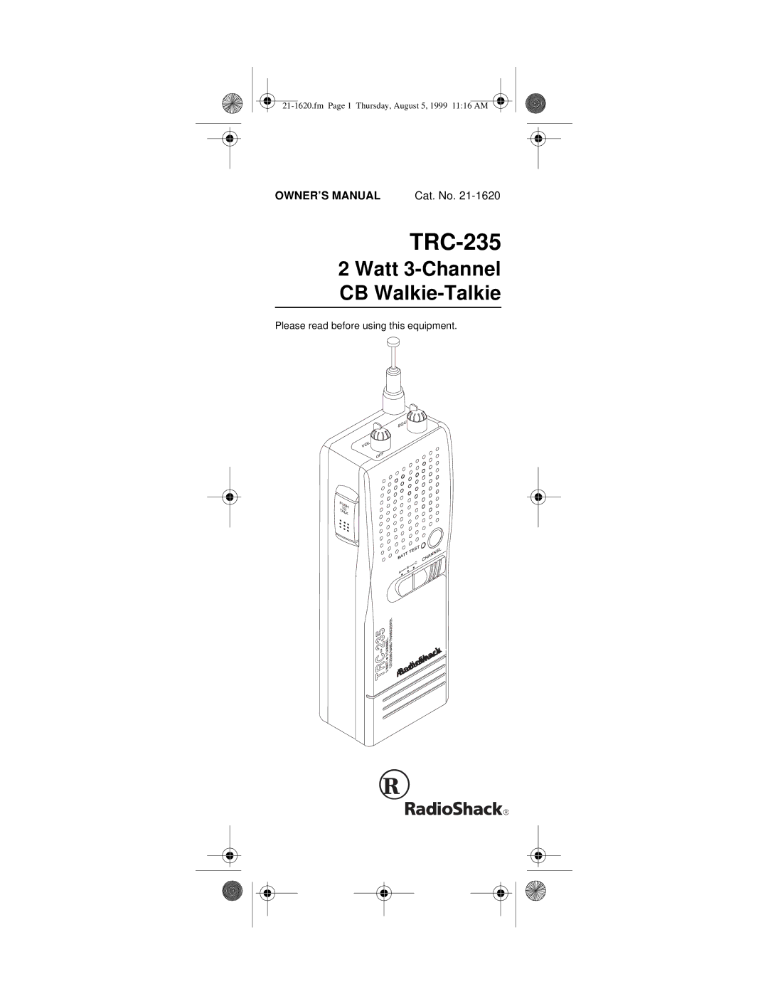 Radio Shack TRC-235, 21-1620 owner manual 