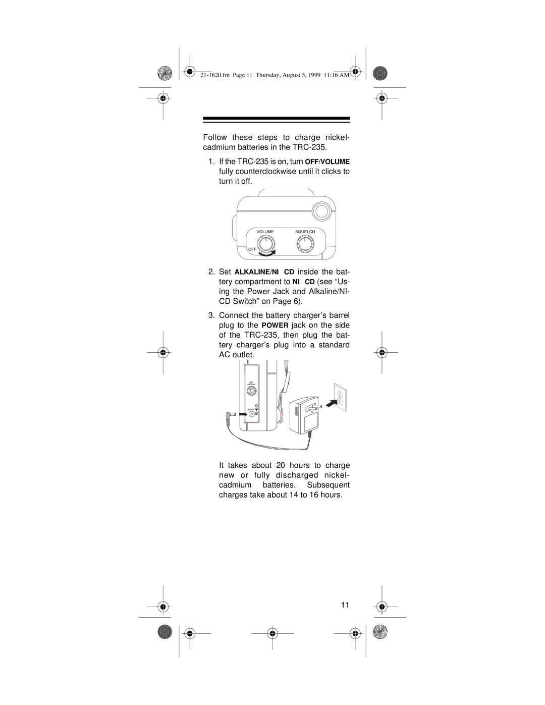 Radio Shack TRC-235, 21-1620 owner manual Thursday, August 5, 1999 1116 AM 