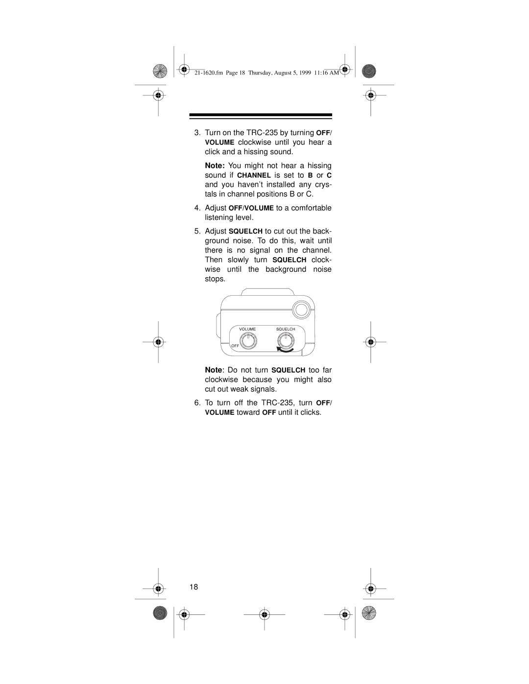 Radio Shack 21-1620, TRC-235 owner manual Thursday, August 5, 1999 1116 AM 