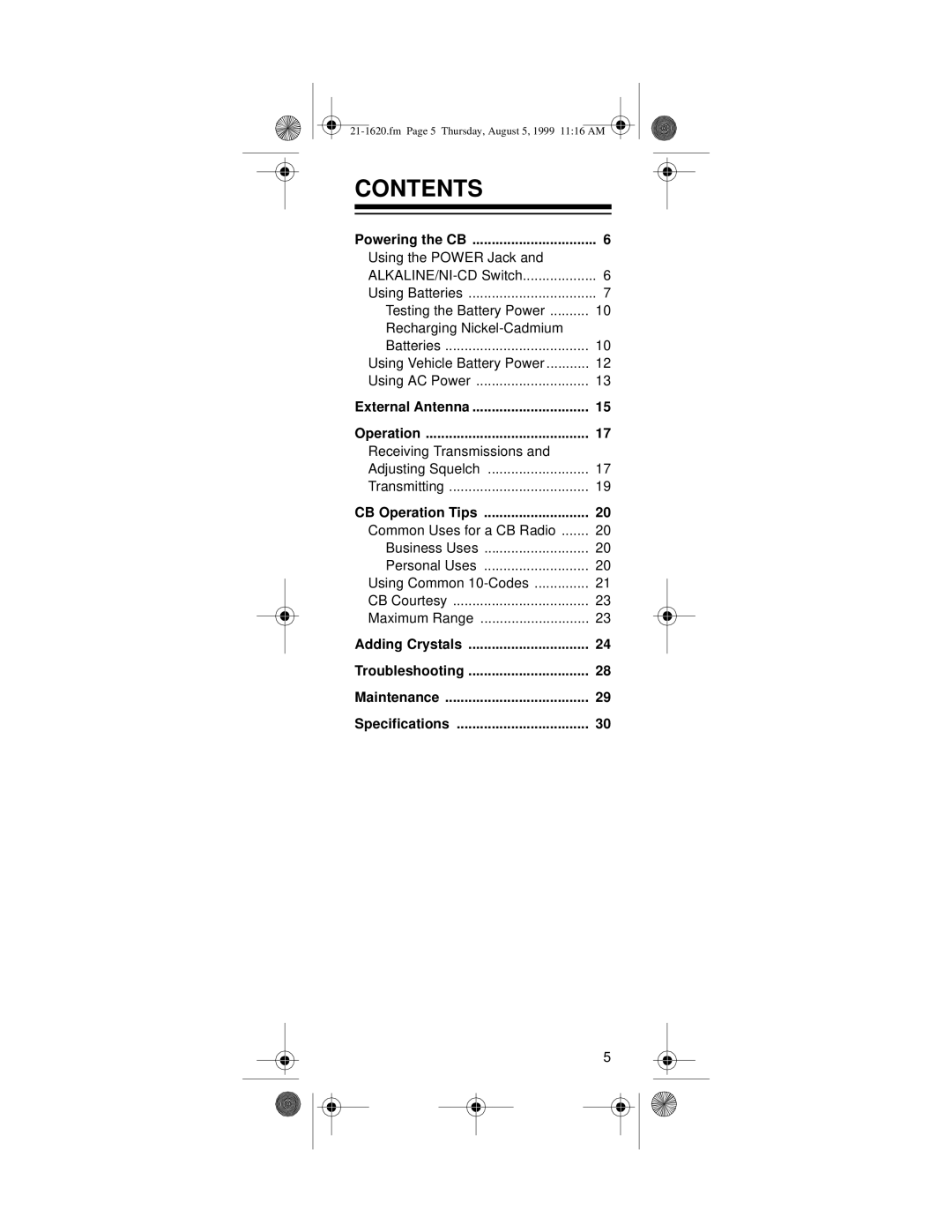 Radio Shack TRC-235, 21-1620 owner manual Contents 