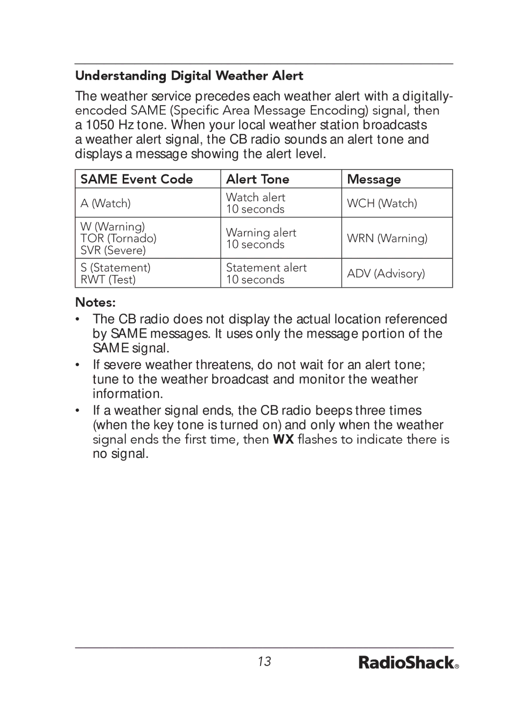 Radio Shack 21-1679 A manual Understanding Digital Weather Alert, Same Event Code Alert Tone Message 