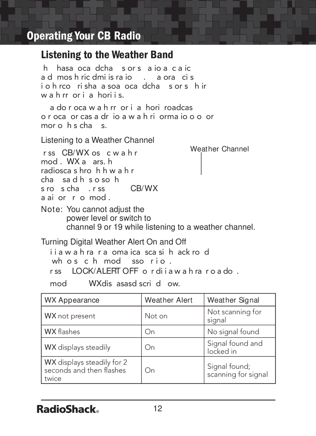 Radio Shack 21-1679 manual Listening to the Weather Band, Listening to a Weather Channel 