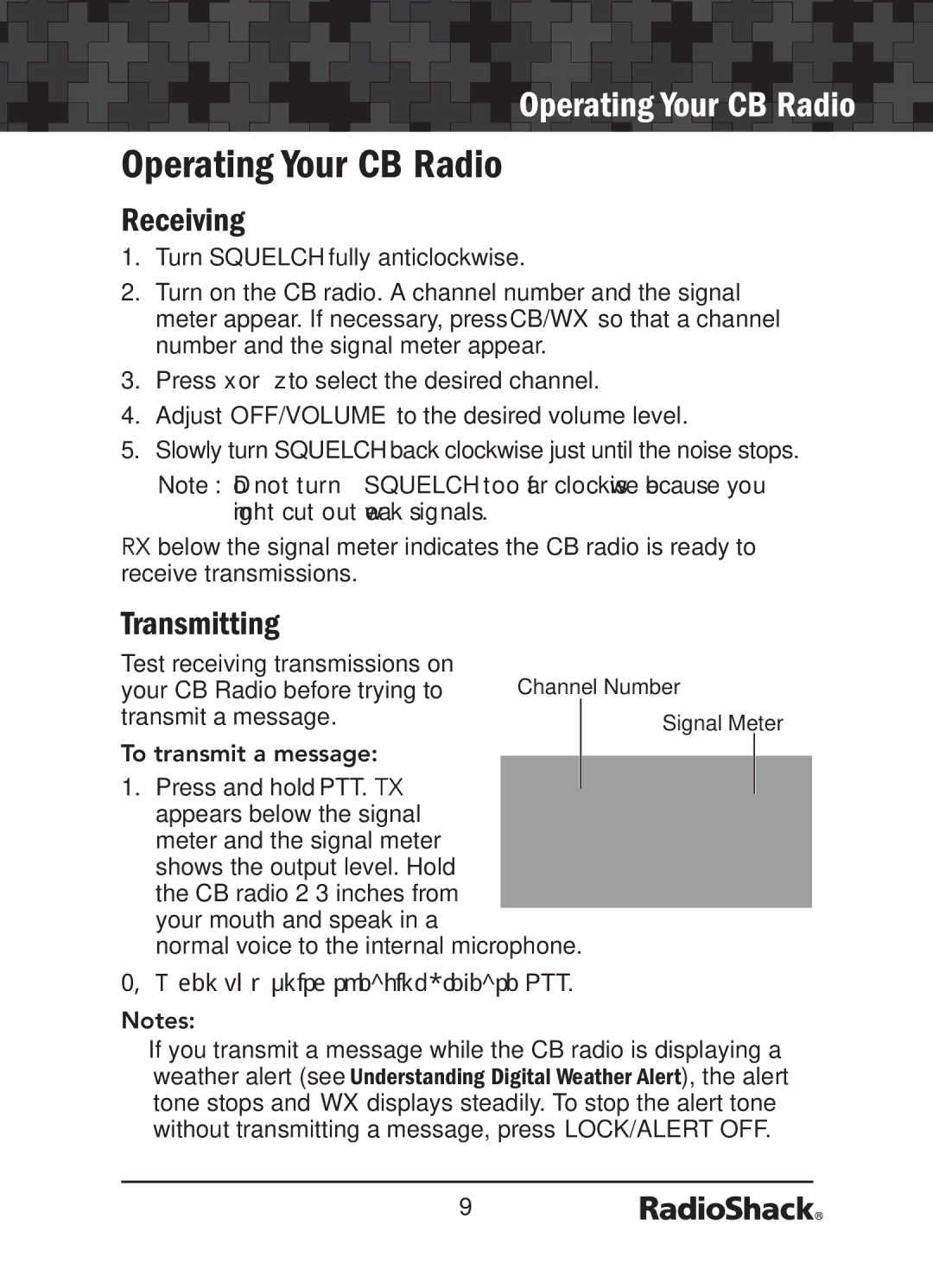 Radio Shack 21-1679 manual Operating Your CB Radio, Receiving, Transmitting, 4OŸTRANSMITŸAŸMESSAGE 