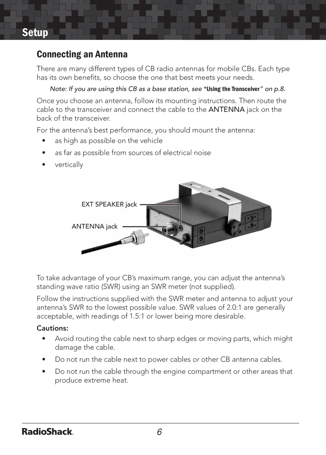 Radio Shack 21-1703 A manual Connecting an Antenna 