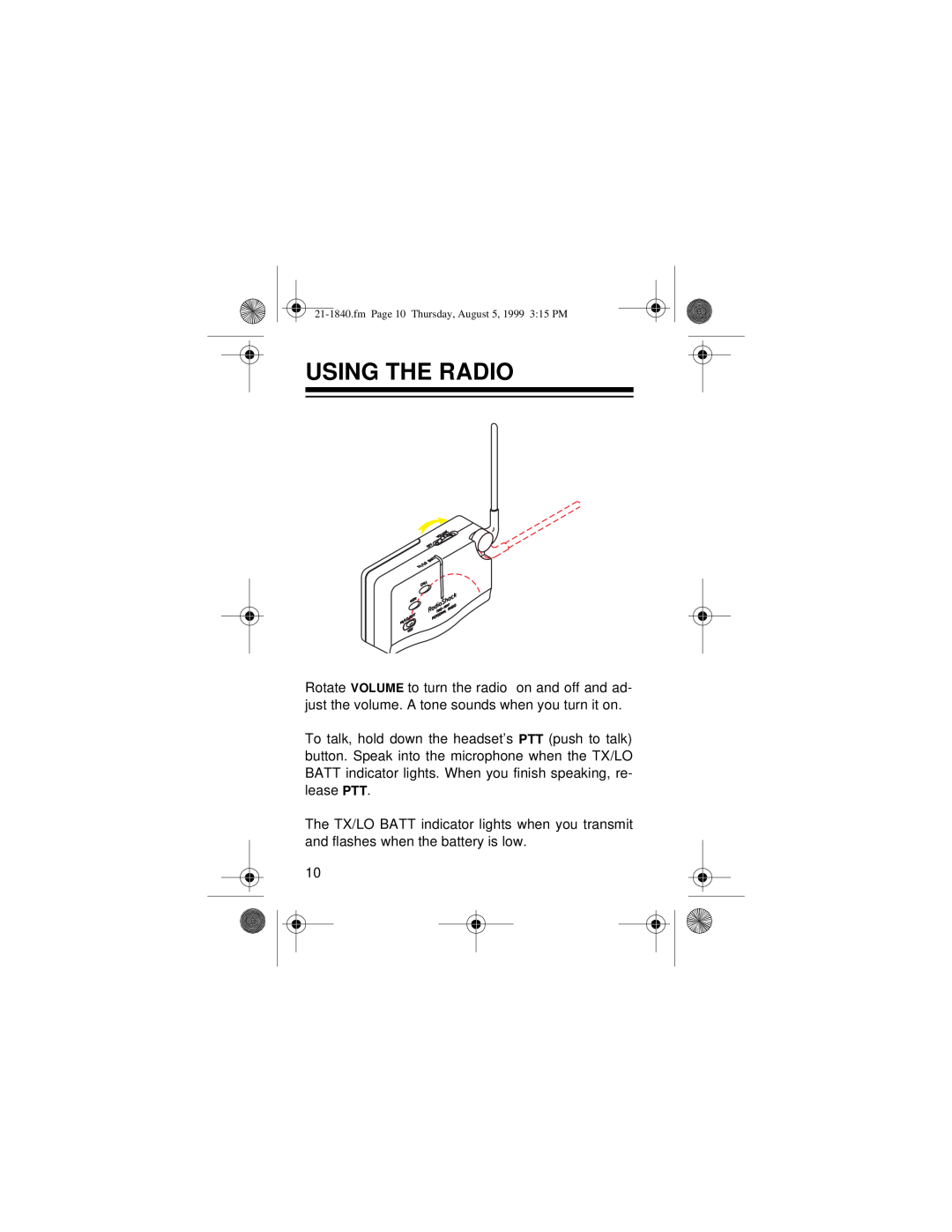 Radio Shack 21-1840 owner manual Using The Radio 