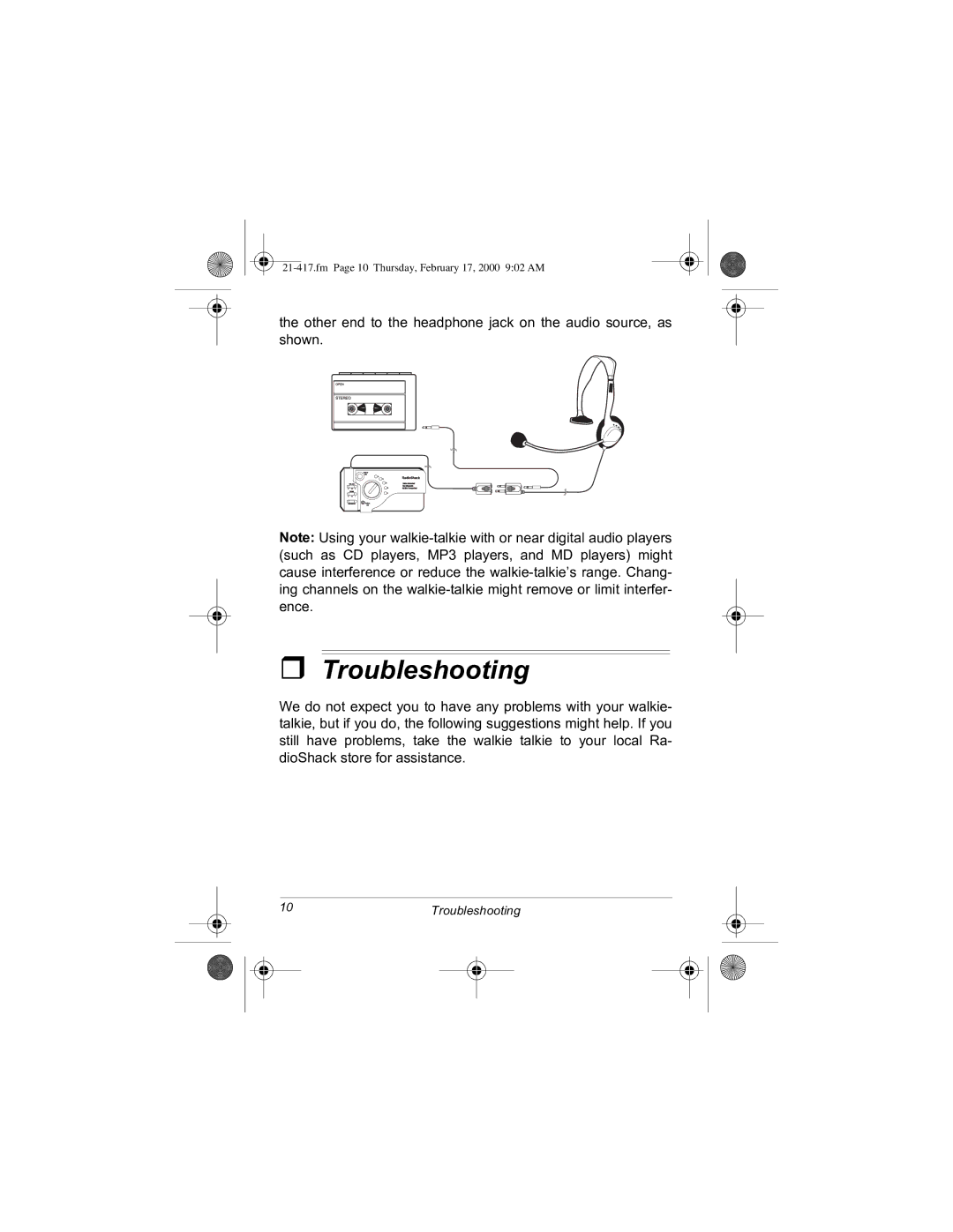 Radio Shack 21-417 manual 7URXEOHVKRRWLQJ#, GLR6KDFN#VWRUH#IRU#DVVLVWDQFH1, 437URXEOHVKRRWLQJ 