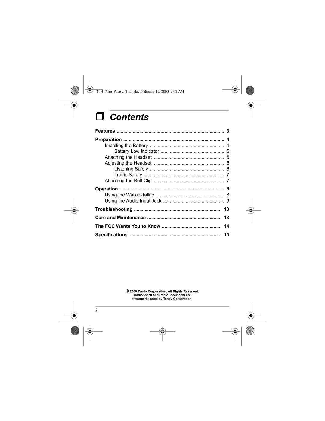 Radio Shack 21-417 manual Rqwhqwv 