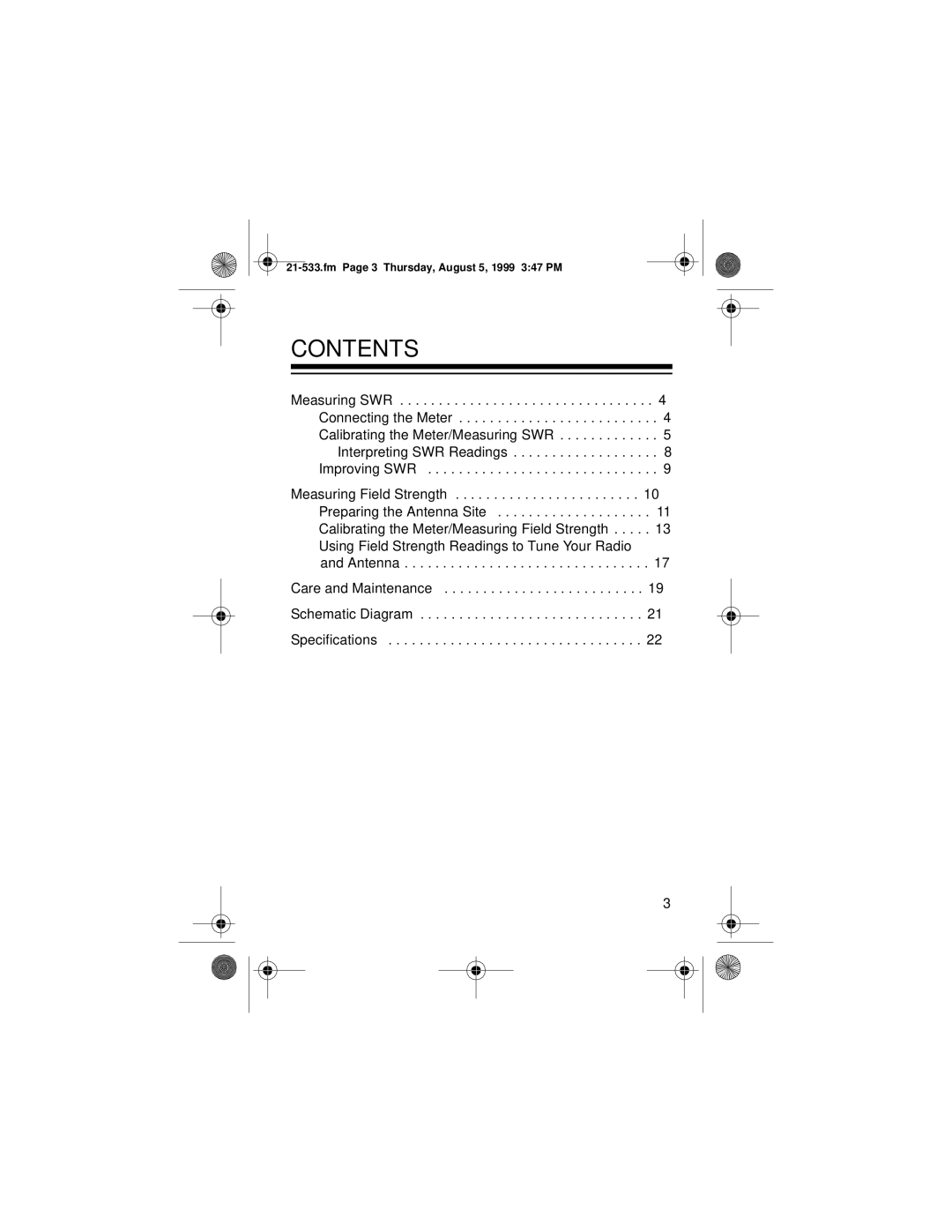 Radio Shack 21-533 owner manual Contents 