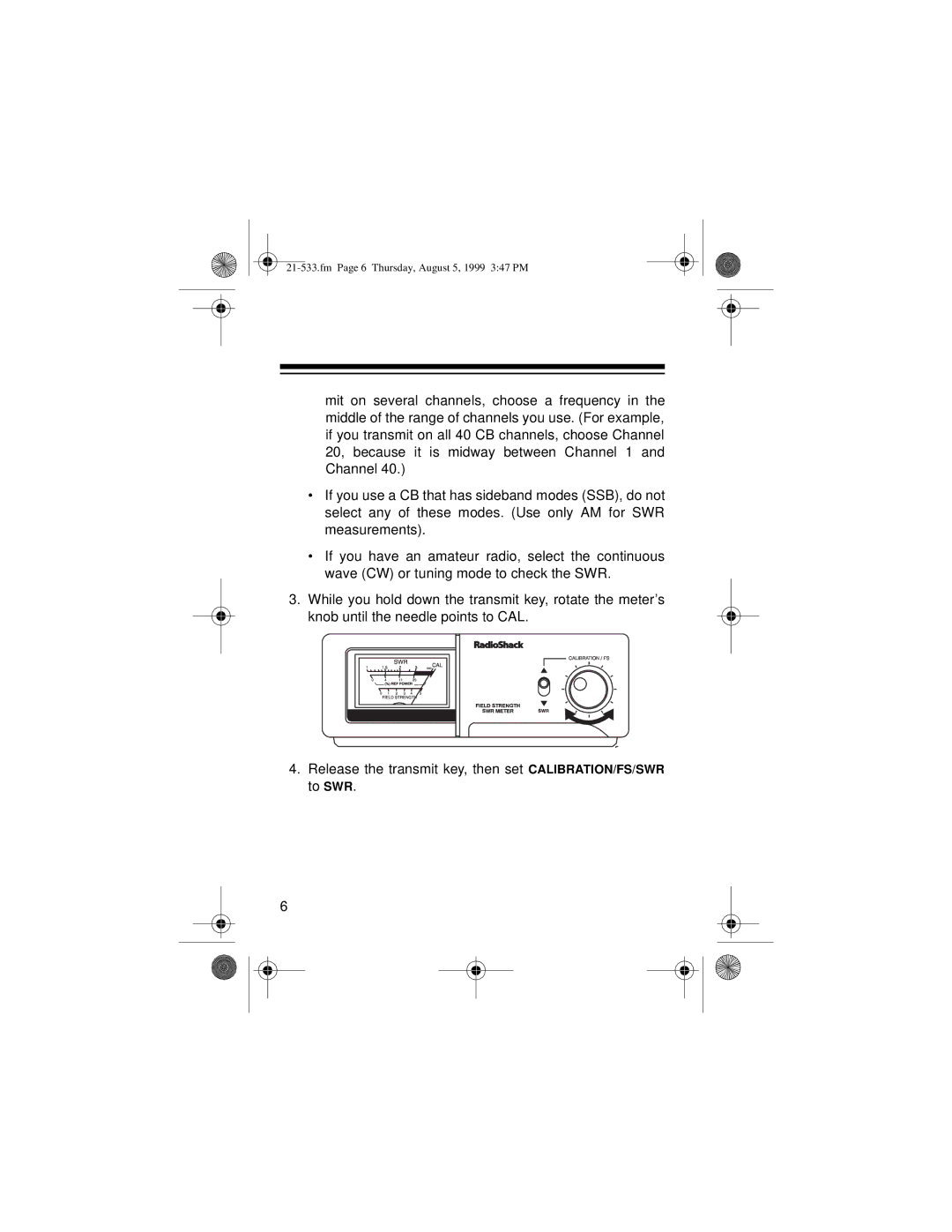 Radio Shack 21-533 owner manual Fm Page 6 Thursday, August 5, 1999 347 PM 