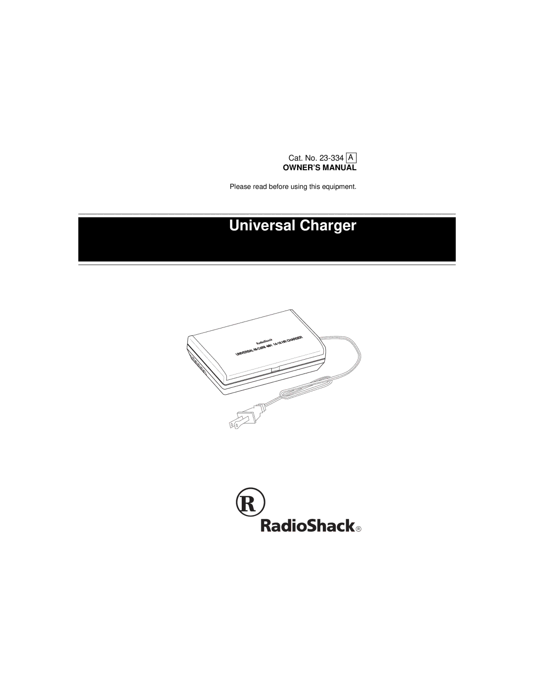 Radio Shack 23-334 owner manual Universal Charger 