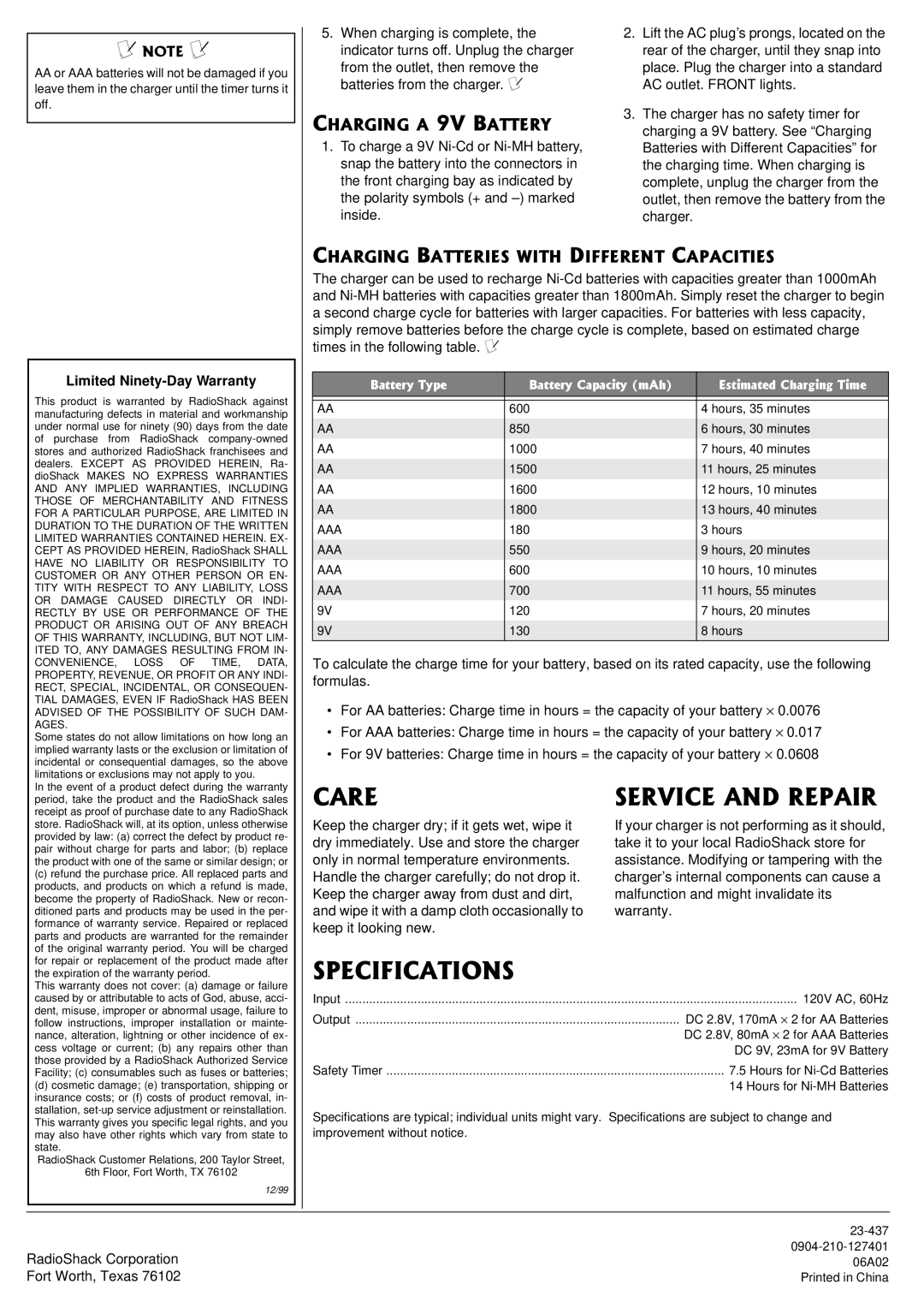 Radio Shack 23-437 owner manual 548+%#0&42#+4, 52%++%#6+105, #4+0#8$#664, #4+0$#664+59+6*&+406%#2#%+6+5 