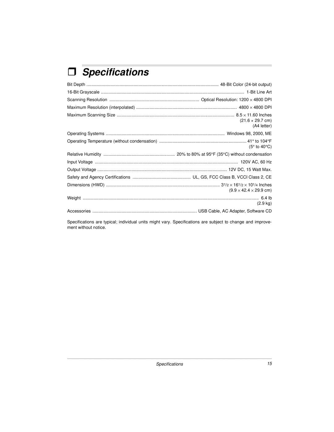 Radio Shack 25-3053 owner manual Specifications 