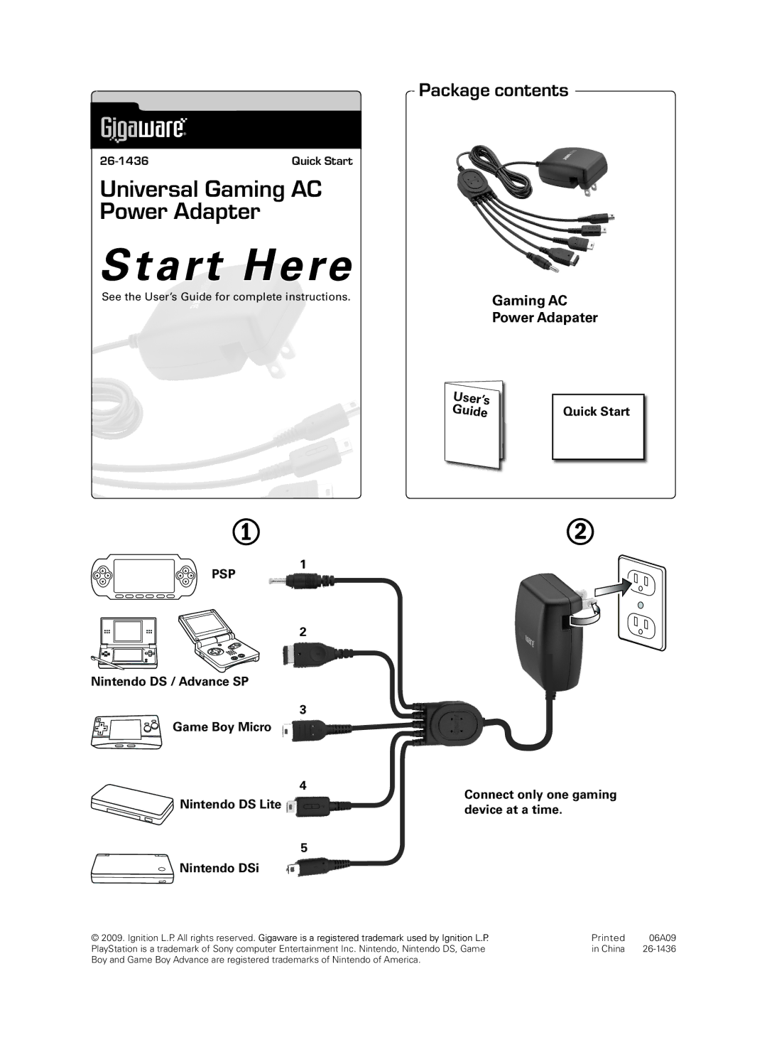 Radio Shack 26-1436 quick start Start Here, Package contents 