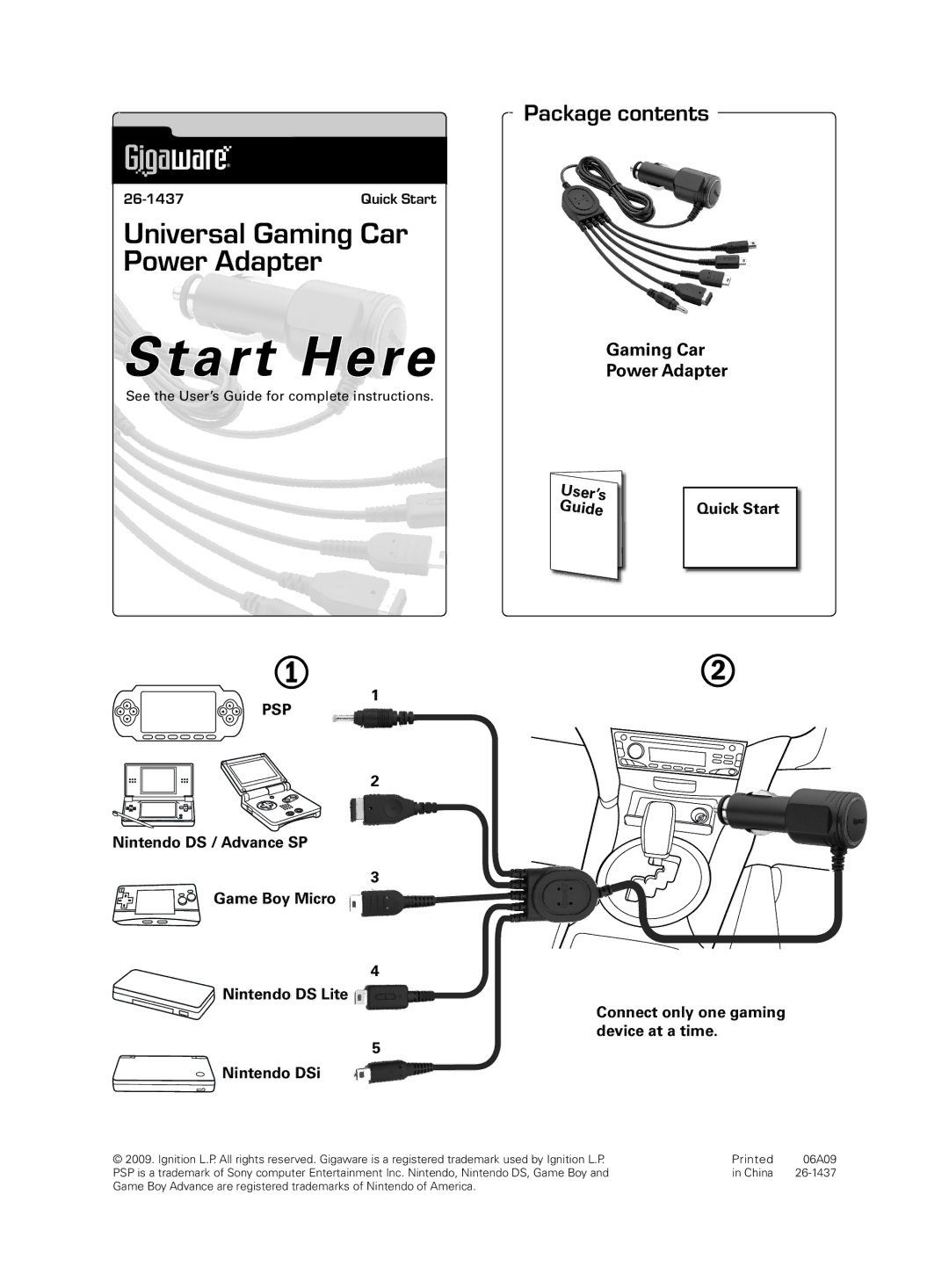 Radio Shack 26-1437 quick start Start Here, Package contents 