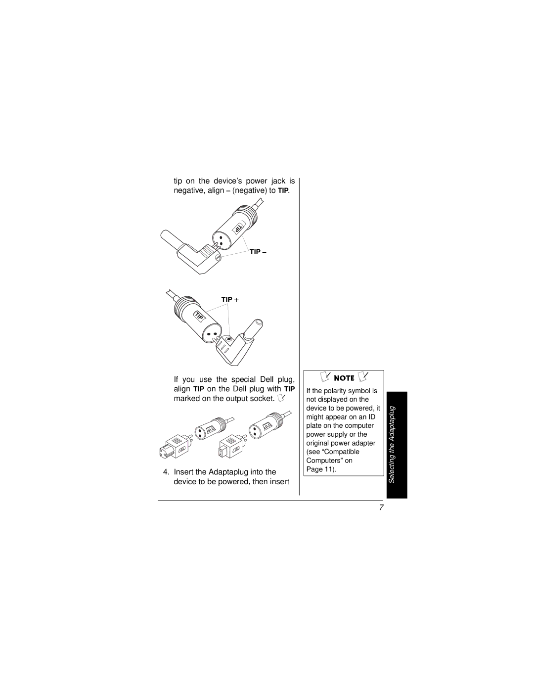 Radio Shack 273-1687 owner manual Tip Tip + 