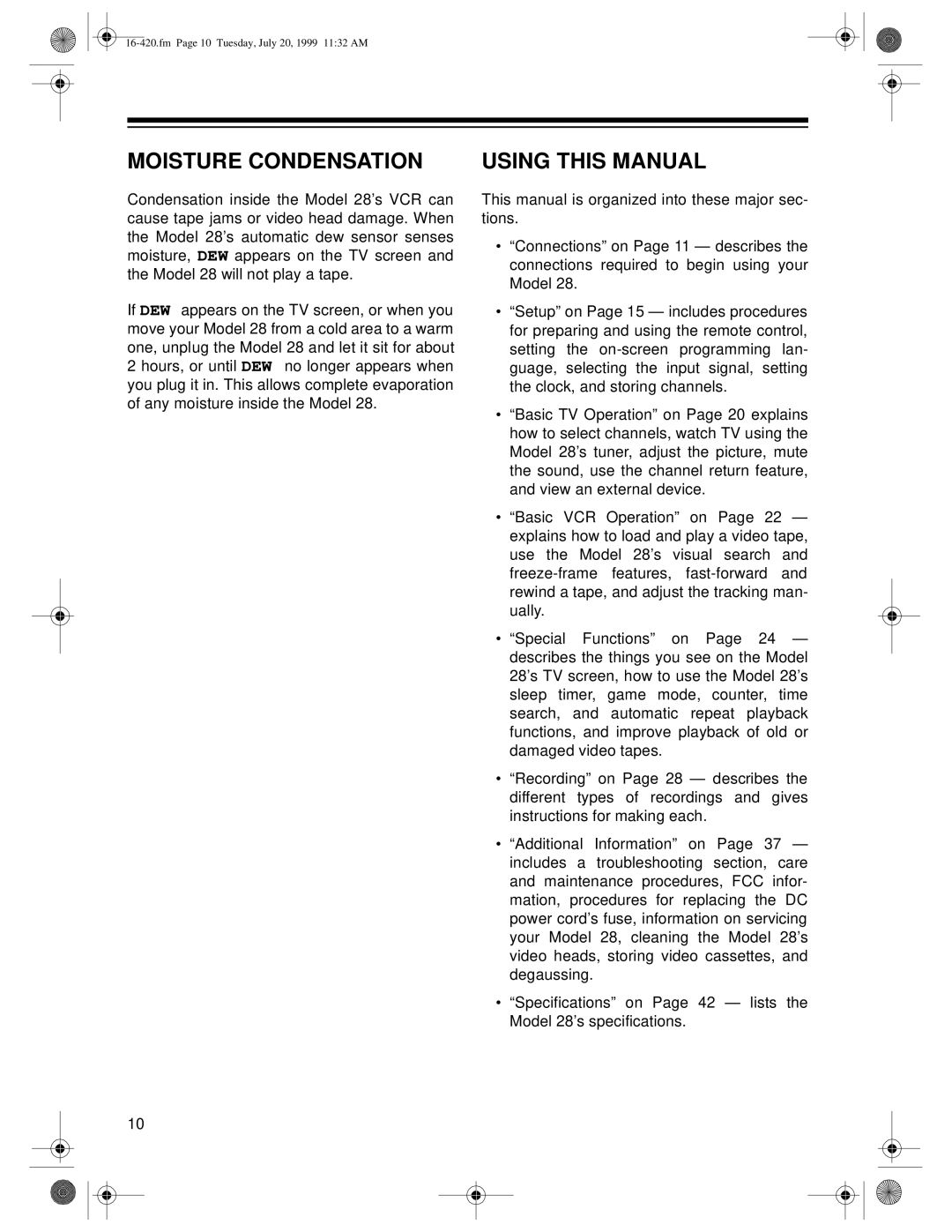 Radio Shack 28 owner manual Moisture Condensation, Using this Manual 