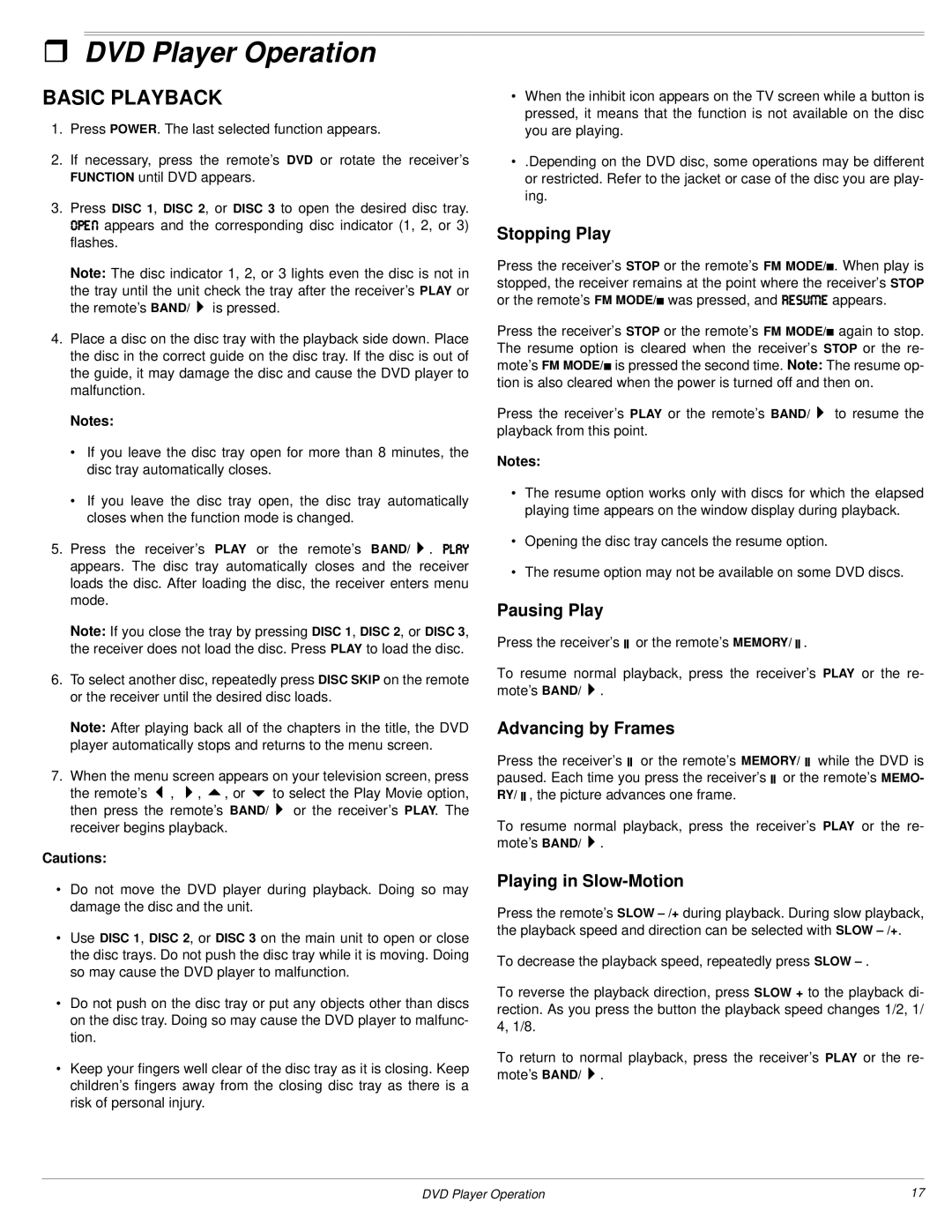 Radio Shack 3-DVD Changer owner manual DVD Player Operation, Basic Playback 