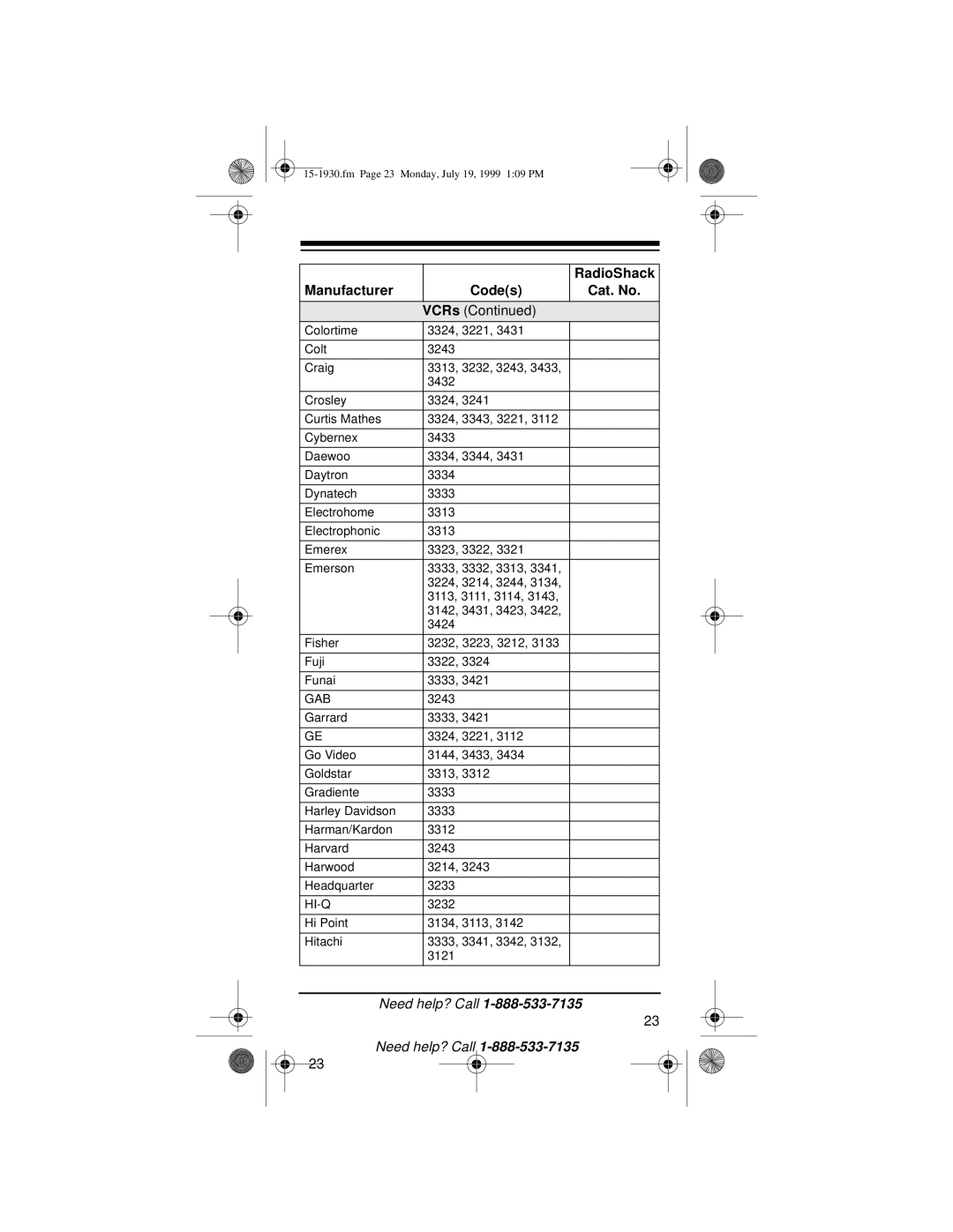 Radio Shack 3-in-One Pocket Remote owner manual Gab, Hi-Q 