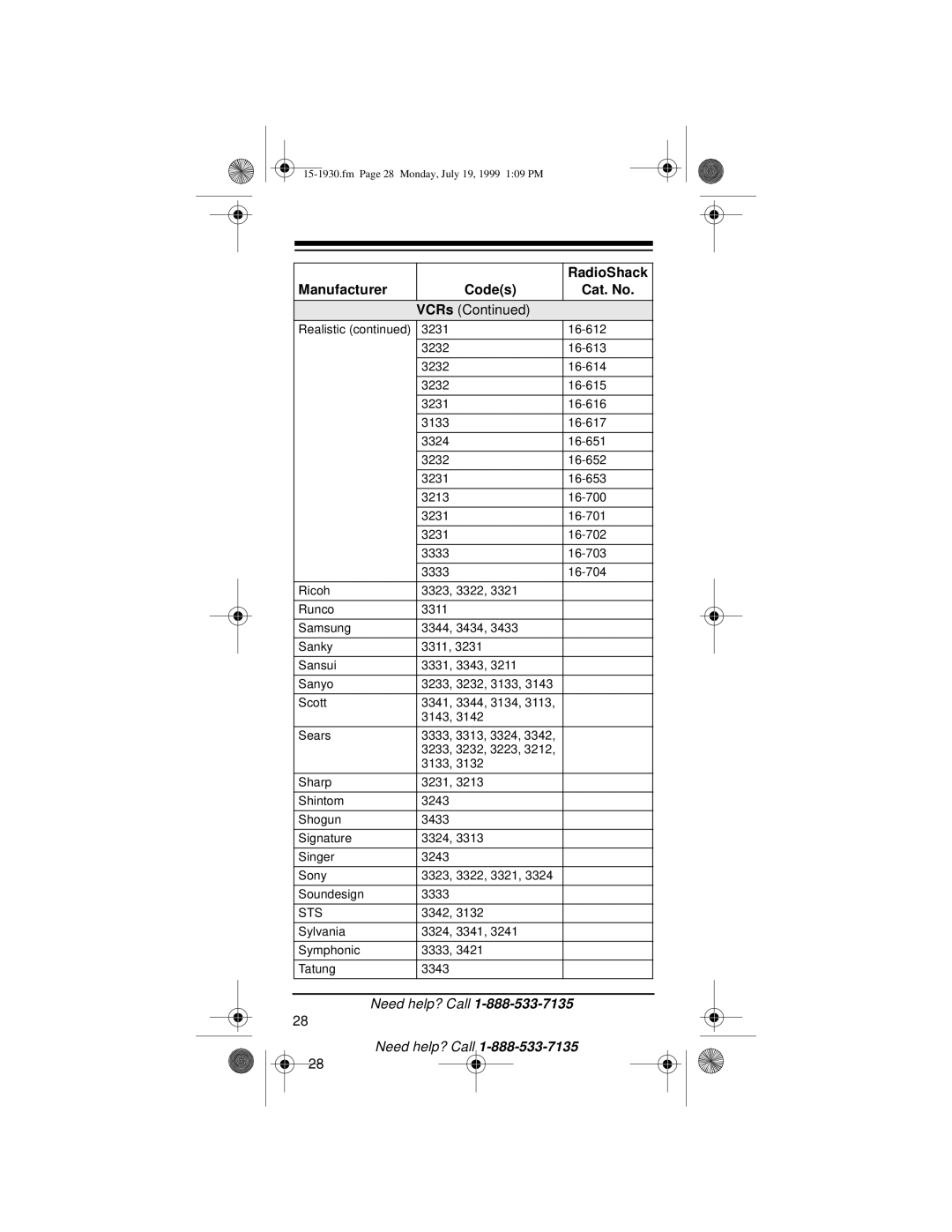 Radio Shack 3-in-One Pocket Remote owner manual Sts 