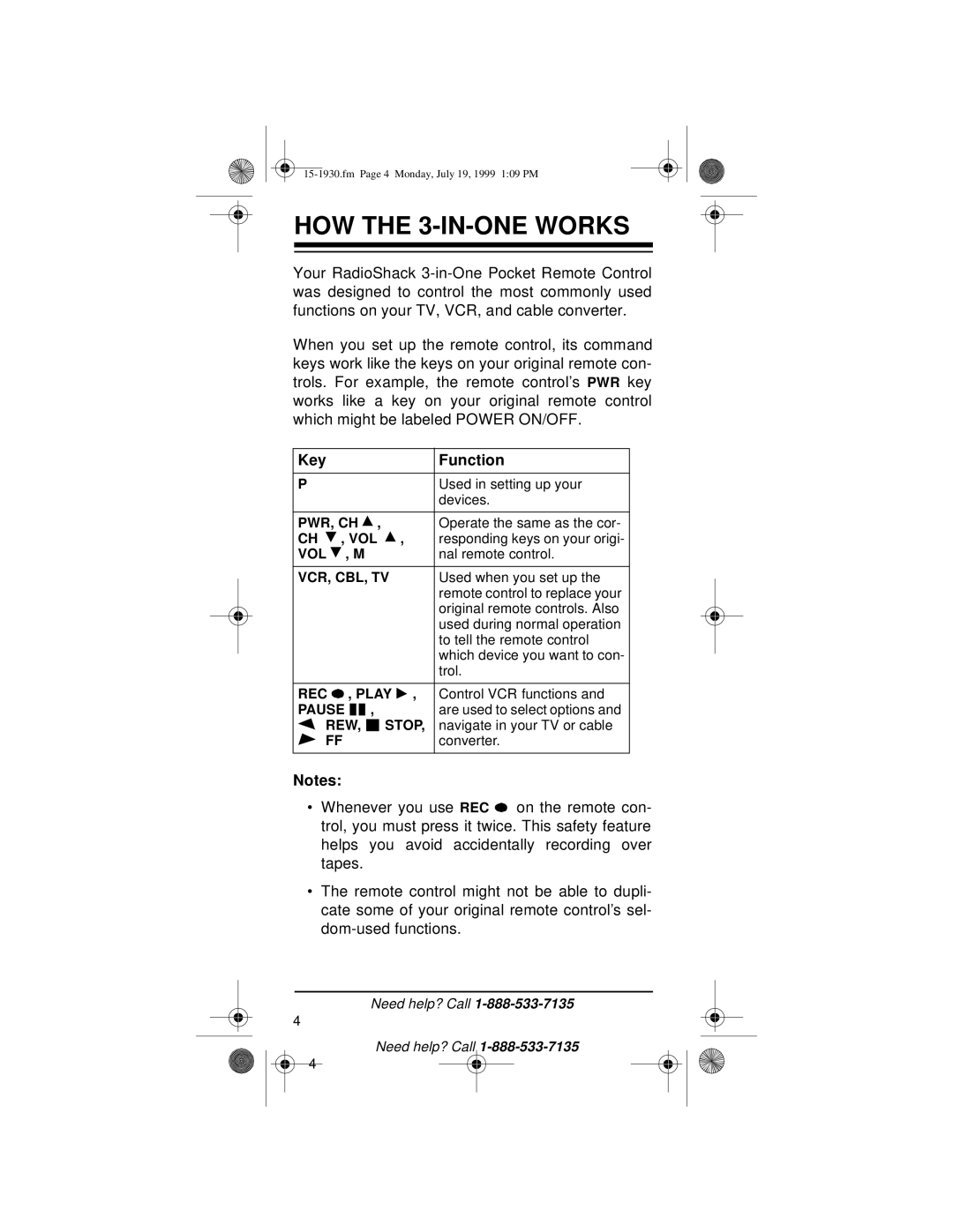 Radio Shack 3-in-One Pocket Remote owner manual HOW the 3-IN-ONE Works 