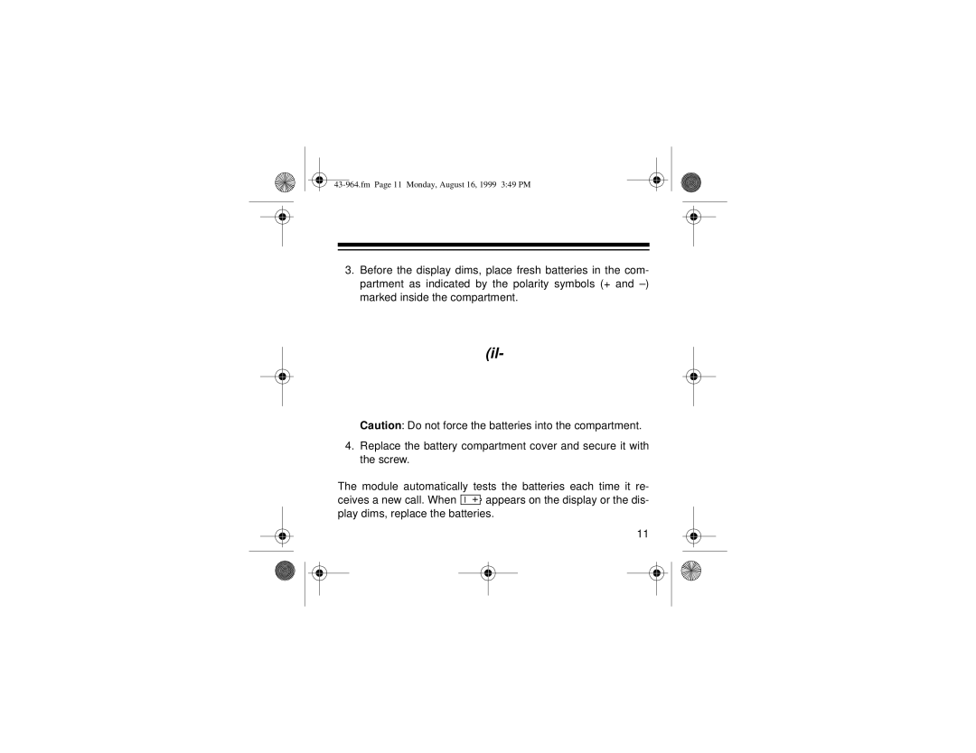 Radio Shack 310 owner manual Play dims, replace the batteries 