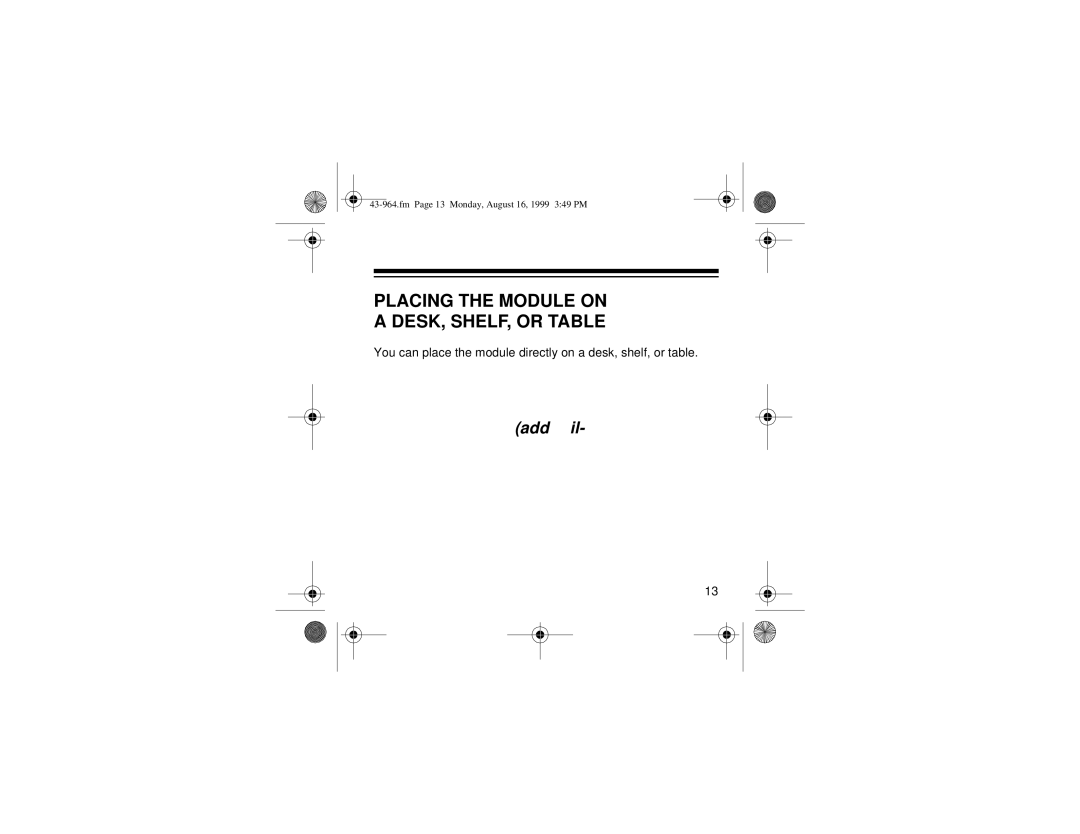 Radio Shack 310 owner manual Placing the Module on DESK, SHELF, or Table 