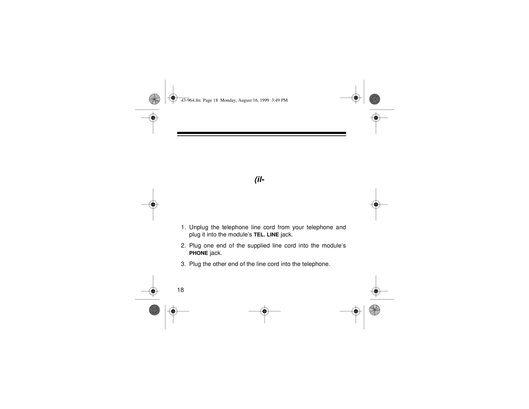 Radio Shack 310 owner manual Plug the other end of the line cord into the telephone 