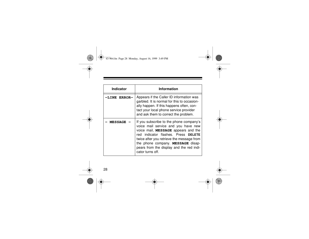 Radio Shack 310 owner manual Line Error, Message 