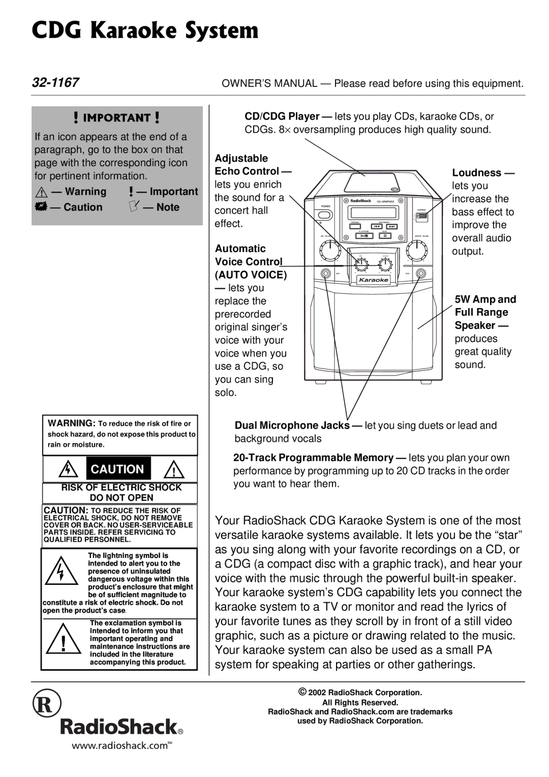 Radio Shack 32-1167 owner manual CTCQMG5UVGO 