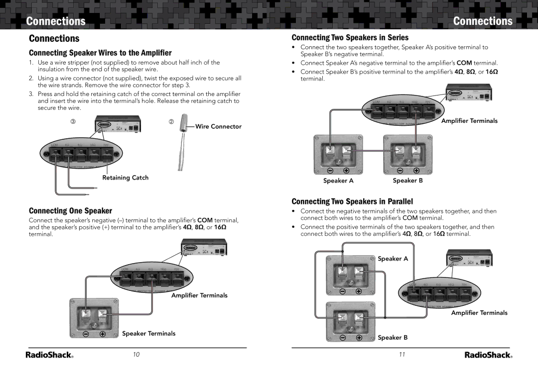 Radio Shack 32-2054 manual Connections 