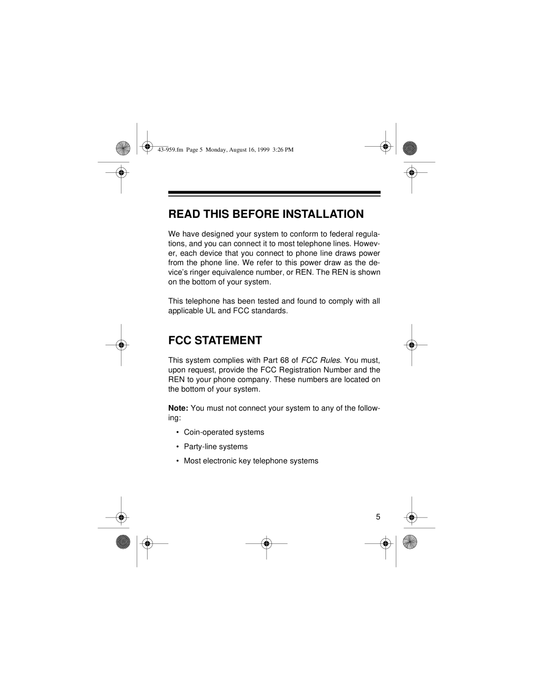 Radio Shack 350 owner manual Read this Before Installation, FCC Statement 