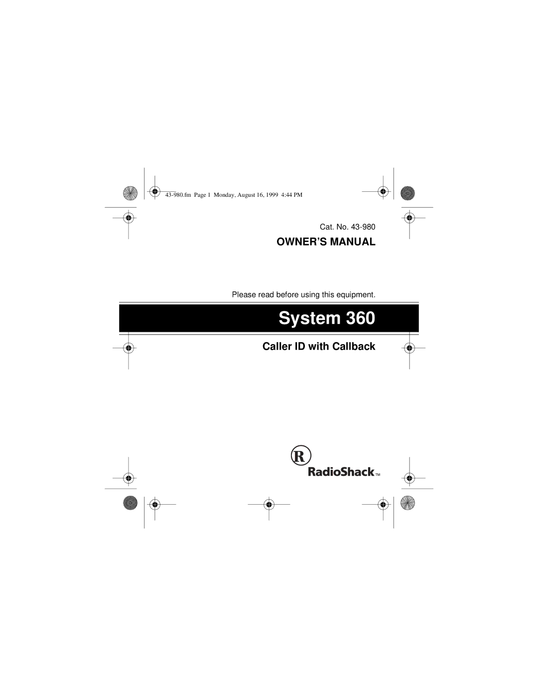 Radio Shack 360 owner manual System 