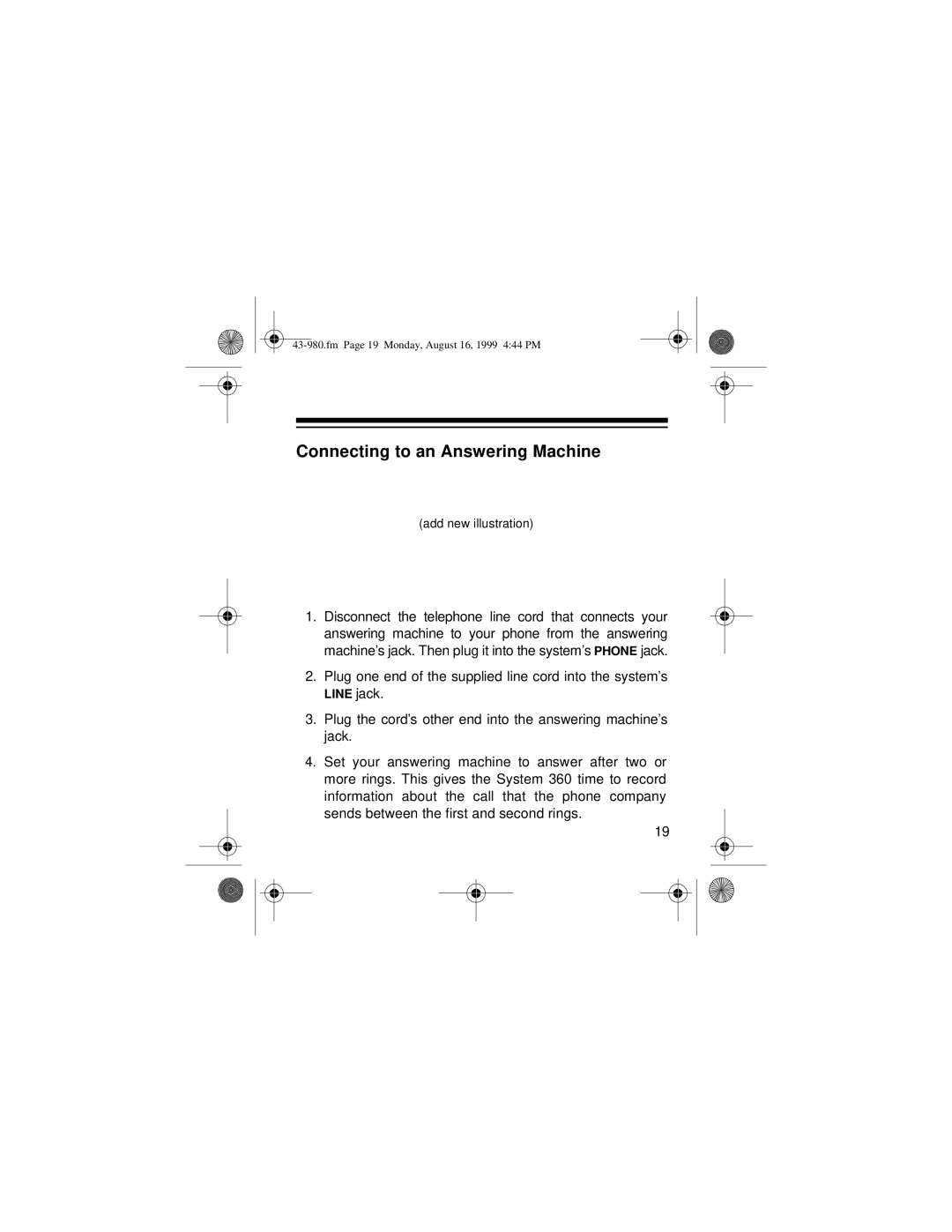 Radio Shack 360 owner manual Connecting to an Answering Machine 