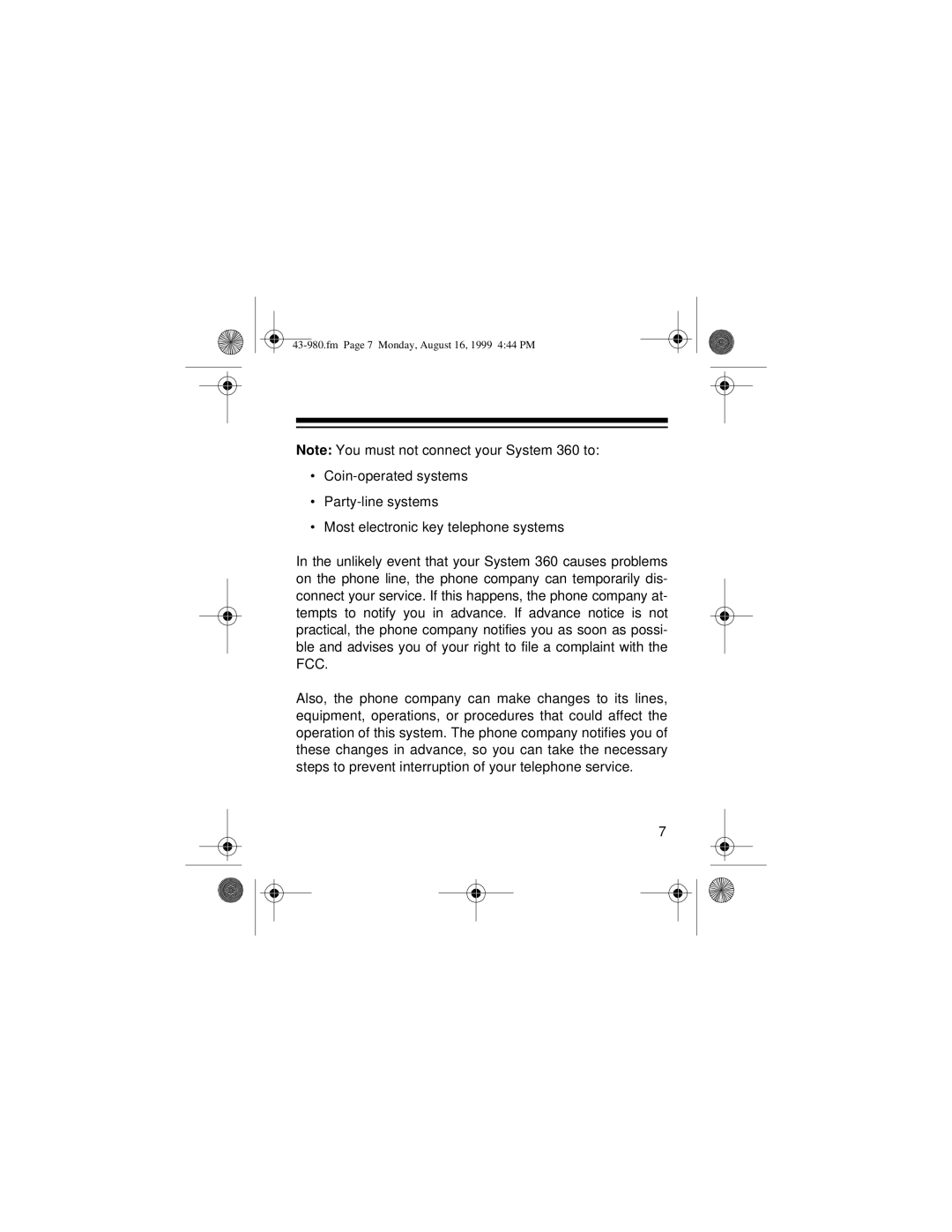 Radio Shack 360 owner manual Fm Page 7 Monday, August 16, 1999 444 PM 