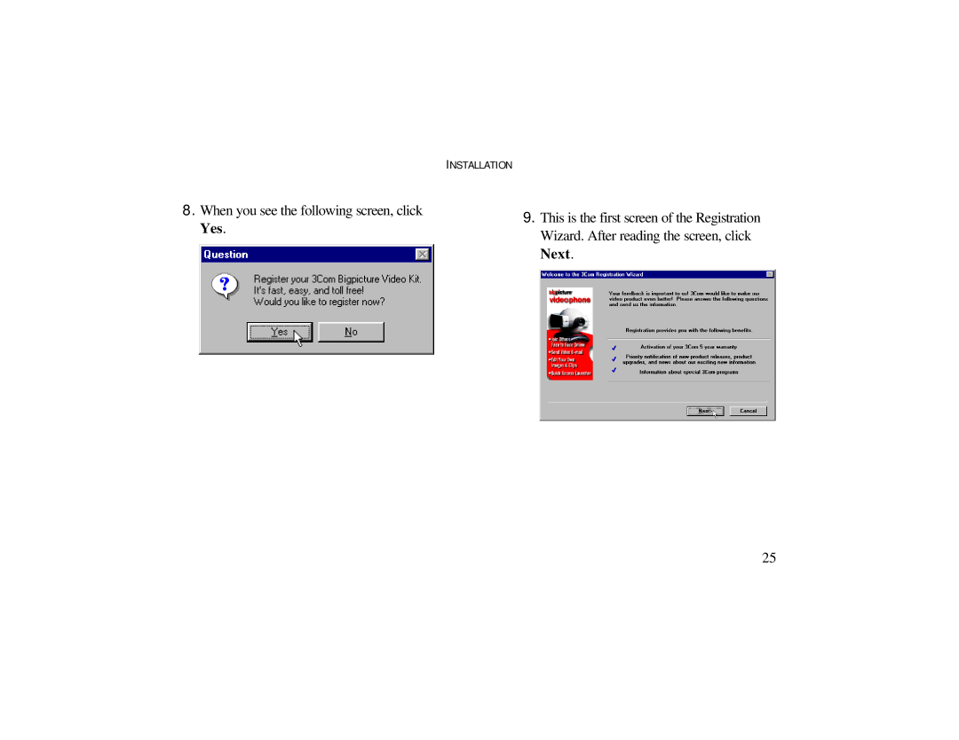 Radio Shack 3Com Bigpicture operating instructions Next 