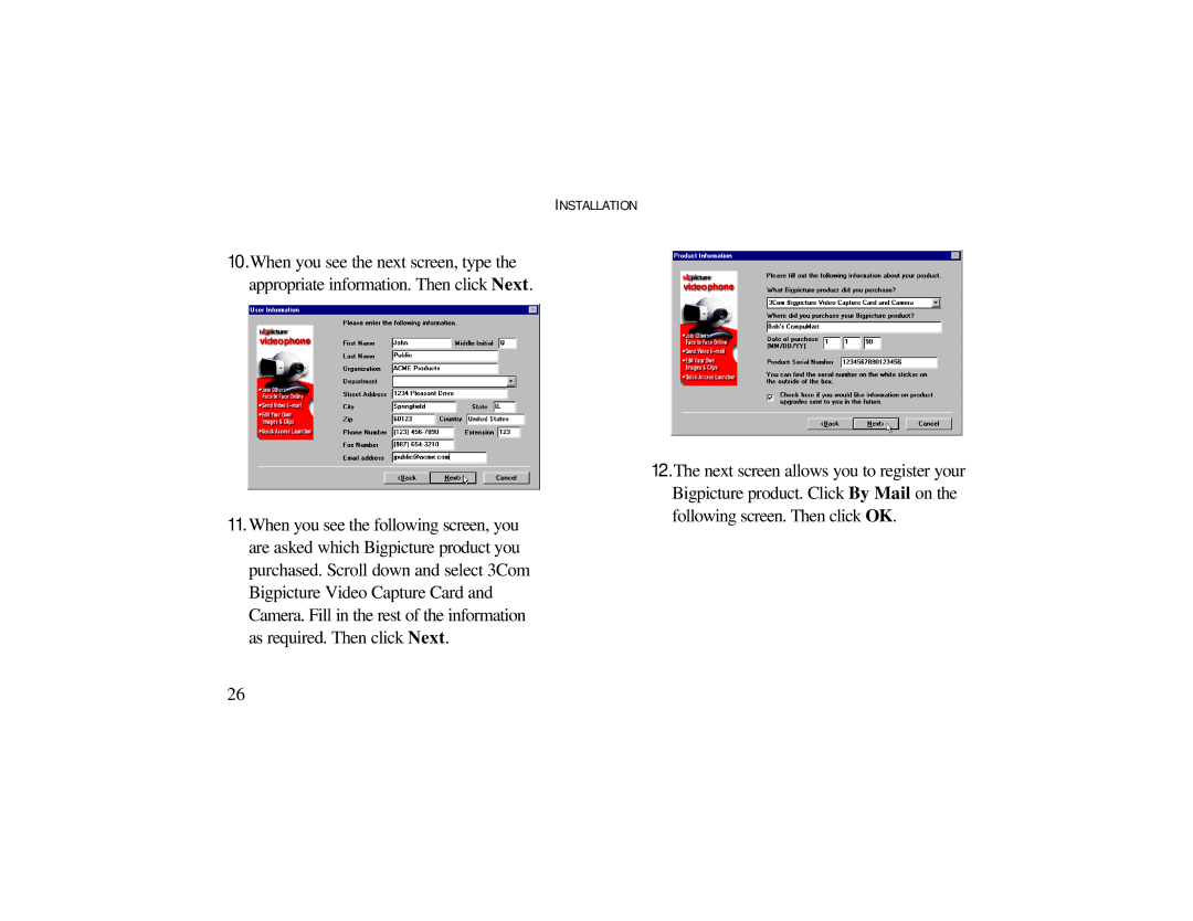 Radio Shack 3Com Bigpicture operating instructions Installation 