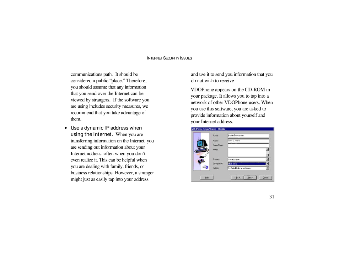 Radio Shack 3Com Bigpicture operating instructions Internet Security Issues 