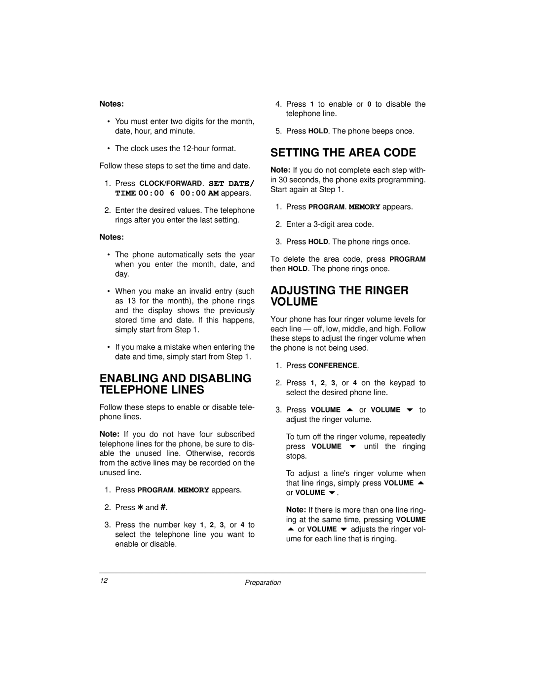 Radio Shack 4-Line System Speakerphone with Caller ID and Headset Jack owner manual Enabling and Disabling Telephone Lines 