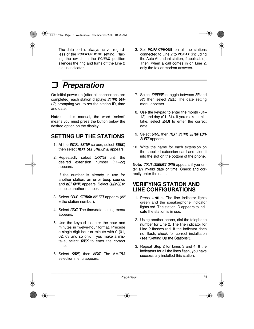 Radio Shack 4-Line Telephone System with Speakerphone and Caller ID owner manual Preparation, Setting UP the Stations 