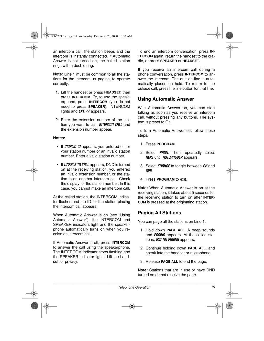 Radio Shack 4-Line Telephone System with Speakerphone and Caller ID Using Automatic Answer, Paging All Stations 