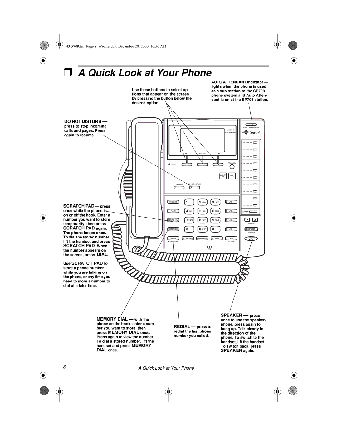 Radio Shack 4-Line Telephone System with Speakerphone and Caller ID owner manual Quick Look at Your Phone 