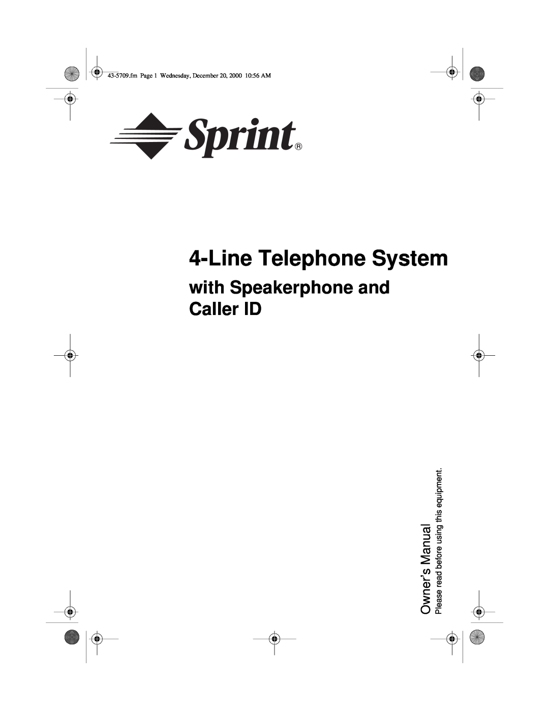 Radio Shack 4-Line Telephone System with Speakerphone and Caller ID owner manual Owner’s Manual 