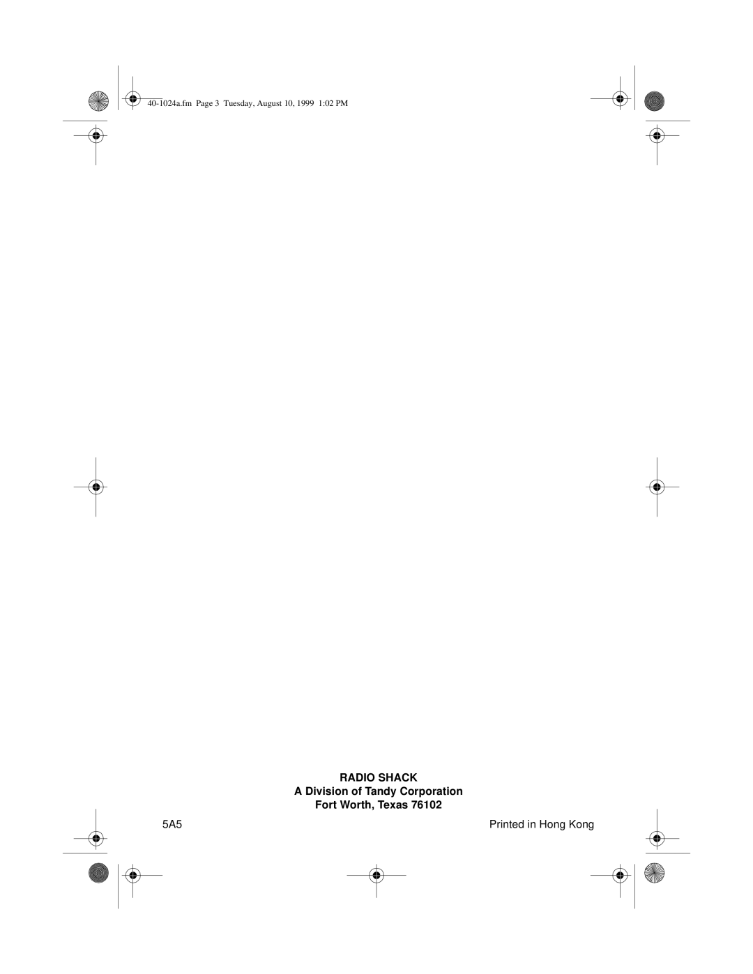 Radio Shack 40-1024A manual 5A5 