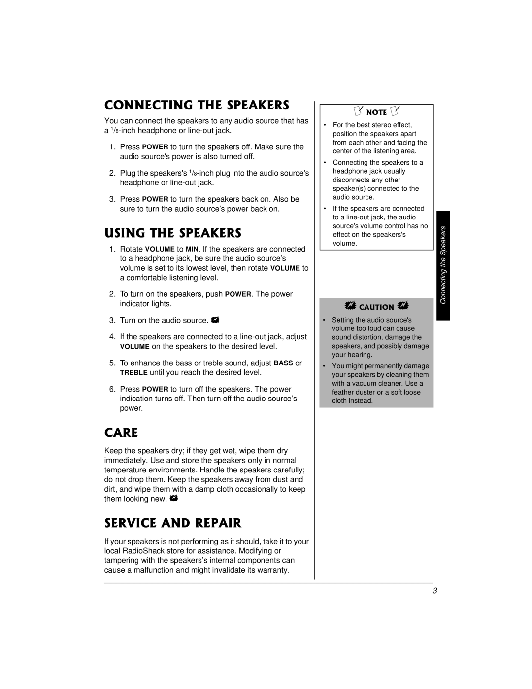 Radio Shack 40-1431 owner manual 100%6+06*52#-45, 75+06*52#-45, 548+%#0&42#+4, ±016±, Connecting the Speakers 