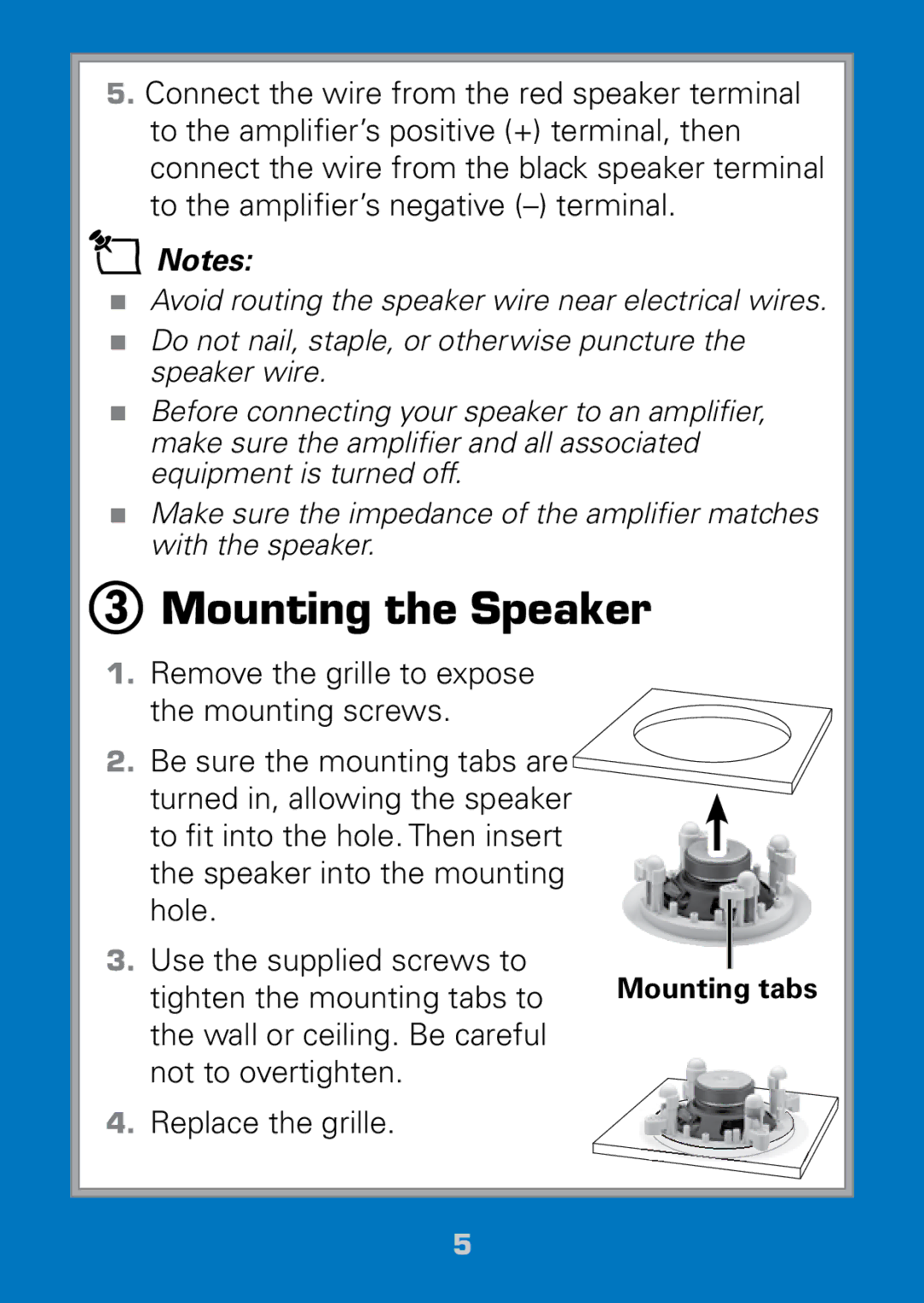 Radio Shack 40-289 manual Mounting the Speaker 