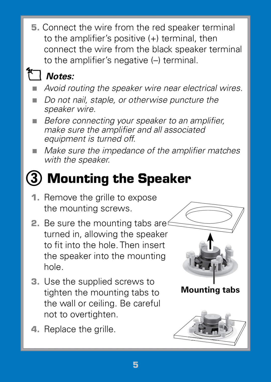 Radio Shack 40-289 manual 3Mounting the Speaker, nNotes 