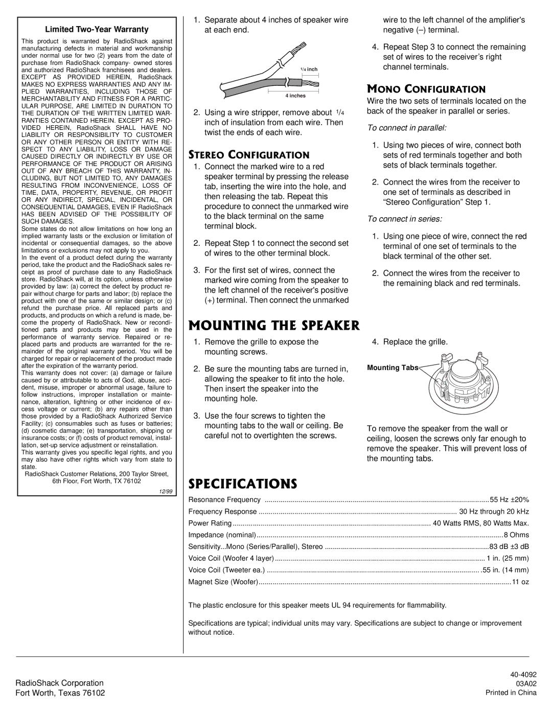 Radio Shack 40-4092 owner manual 1706+06*52#-4, 52%++%#6+105, To connect in parallel, To connect in series 