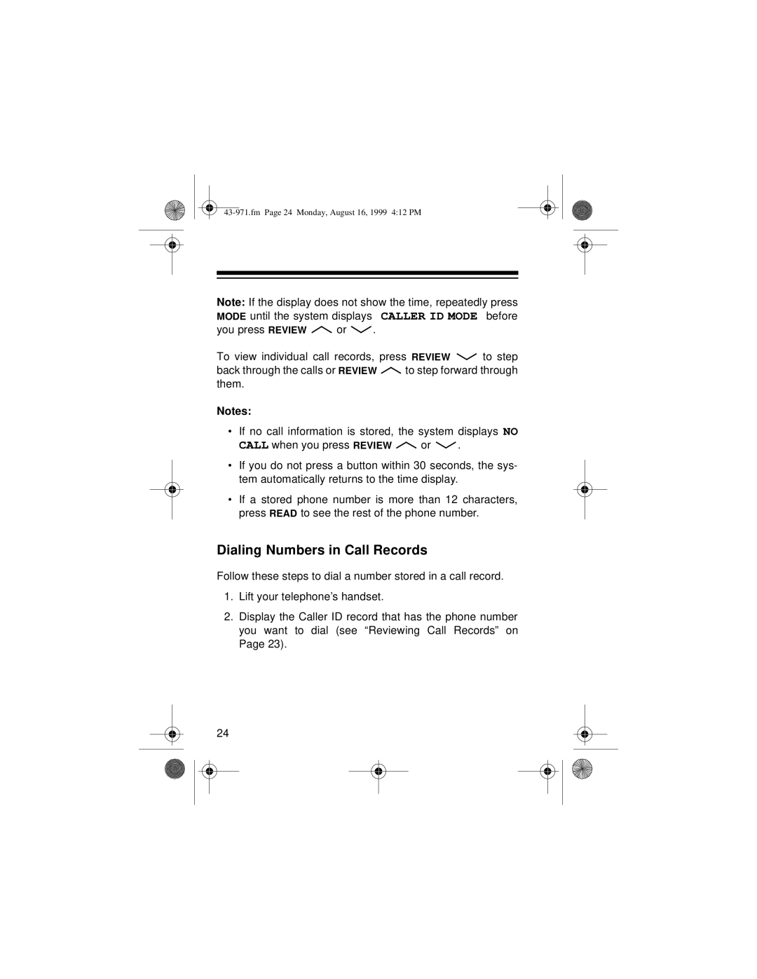 Radio Shack 420 owner manual Dialing Numbers in Call Records 